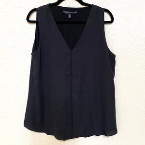 White House Black Market Sleeveless V-neck tank Top, Black, M